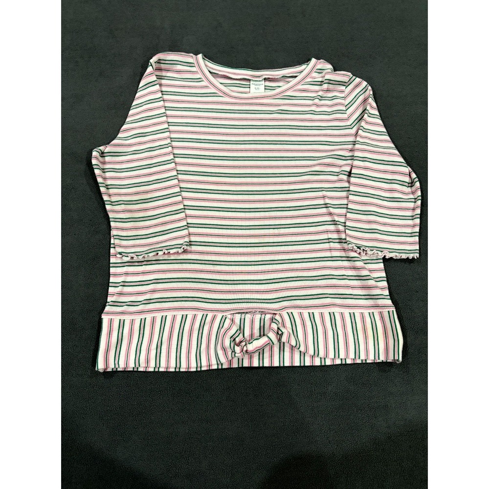 Arizona Knit Top Girls XL (18) Multicolor Striped Cotton‎ Knotted Front Casual